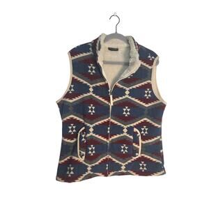 Vintage Jane Ashley Women's XL Vest Aztec Pattern Fleece Retro Grandma Cottage